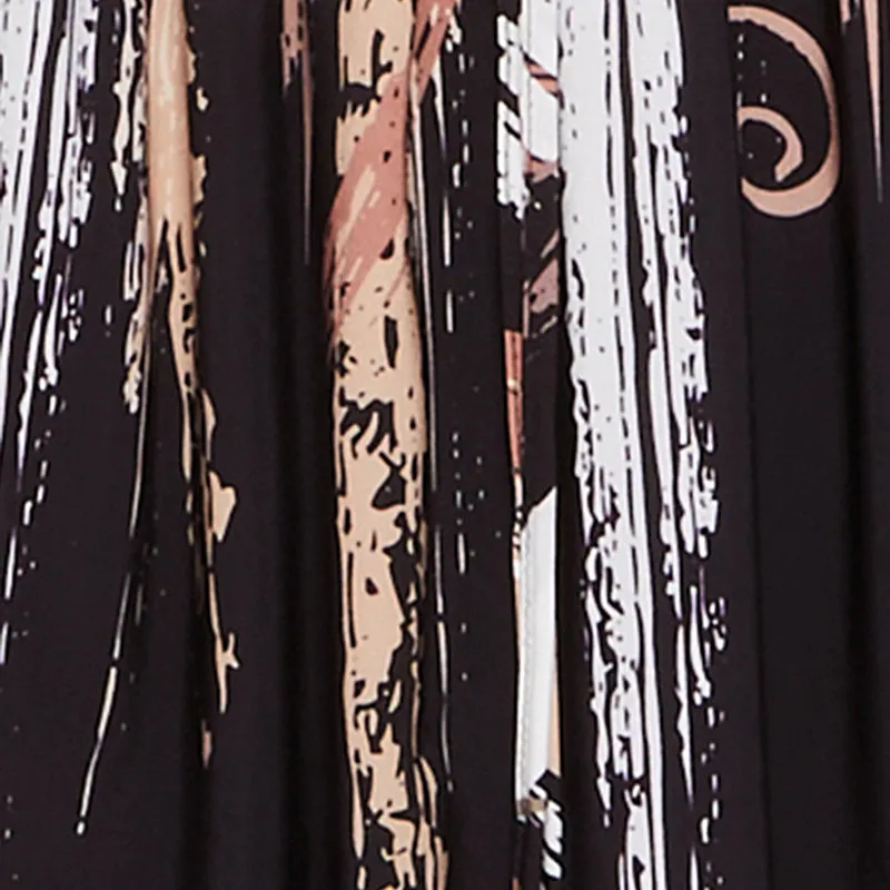 Abstract Brush Stroke Print Maxi Skirt