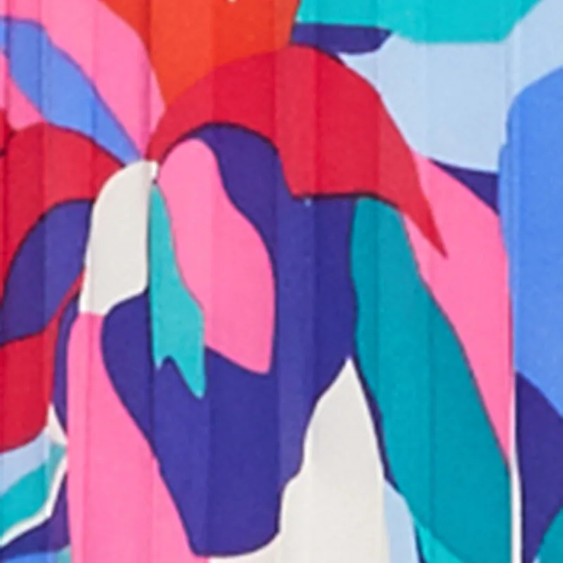 Abstract Print Pleated Skirt