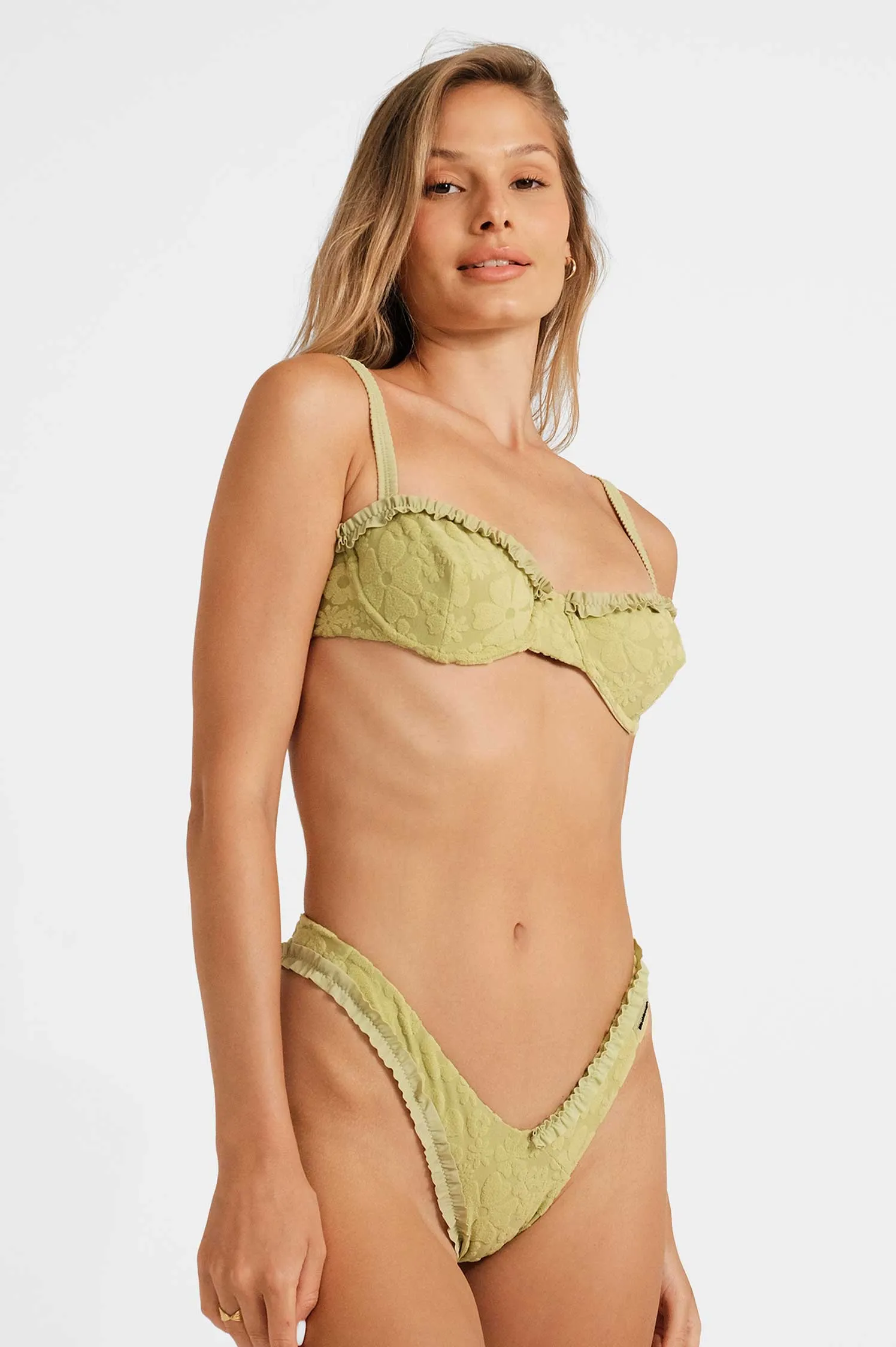 Amelia Frilled Cheeky Bottoms / Matcha Jacquard