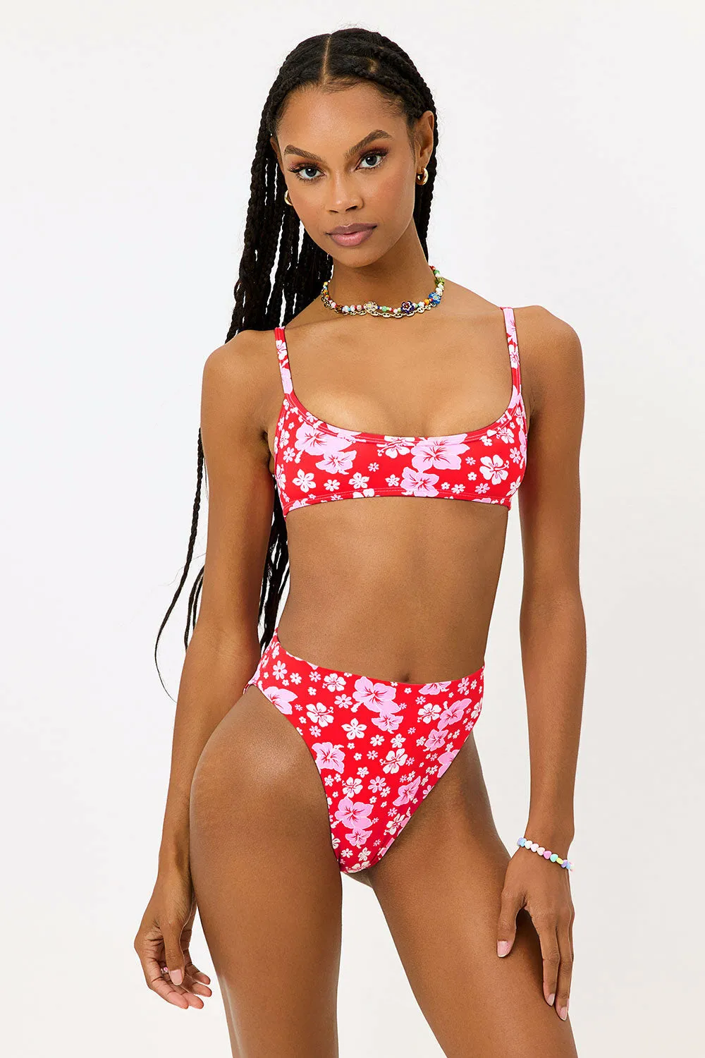 Anne Floral High Waist Bikini Bottom - Coconut Girl