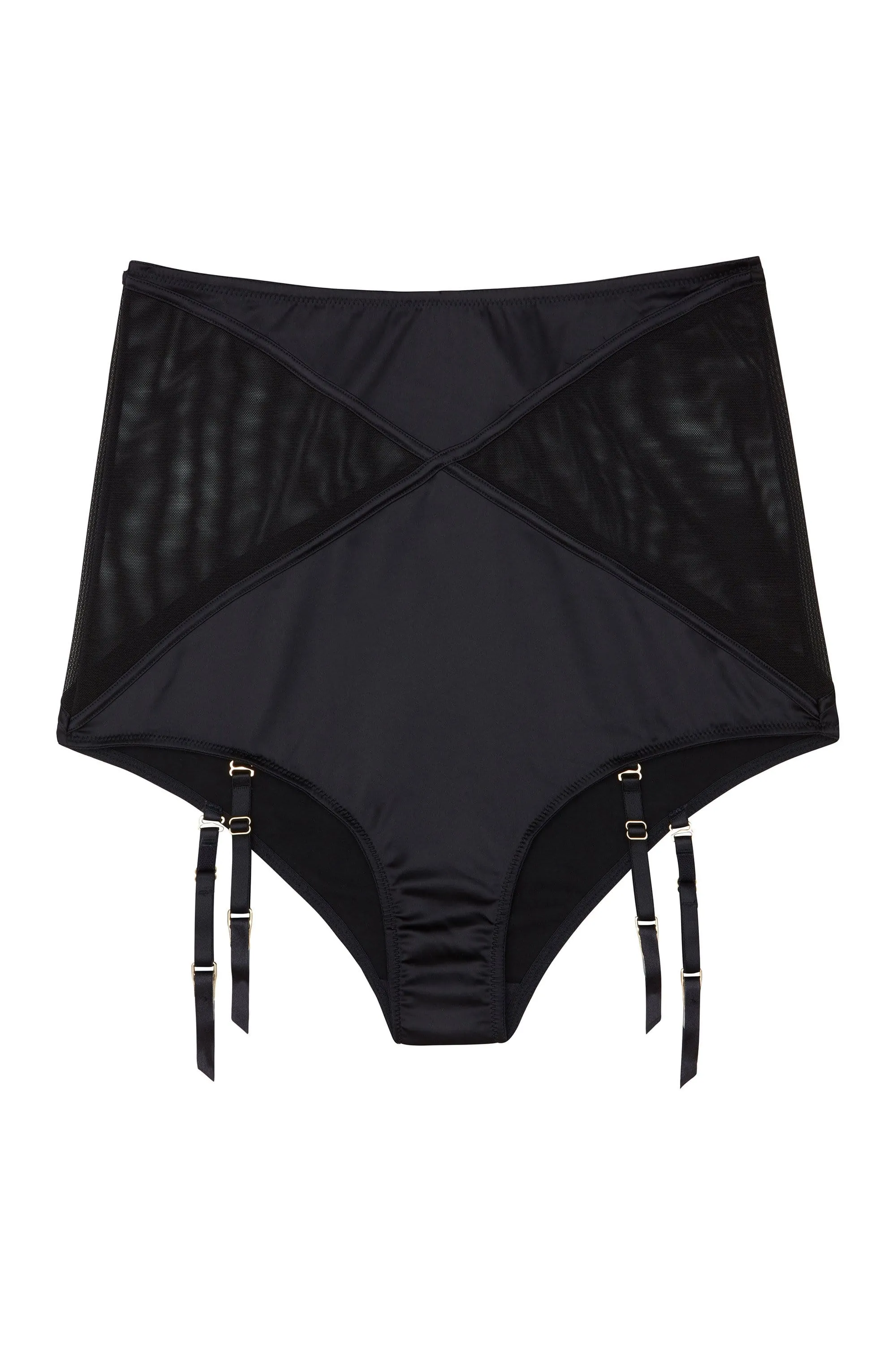 Aurora Black Mesh & Satin High Waist Brief