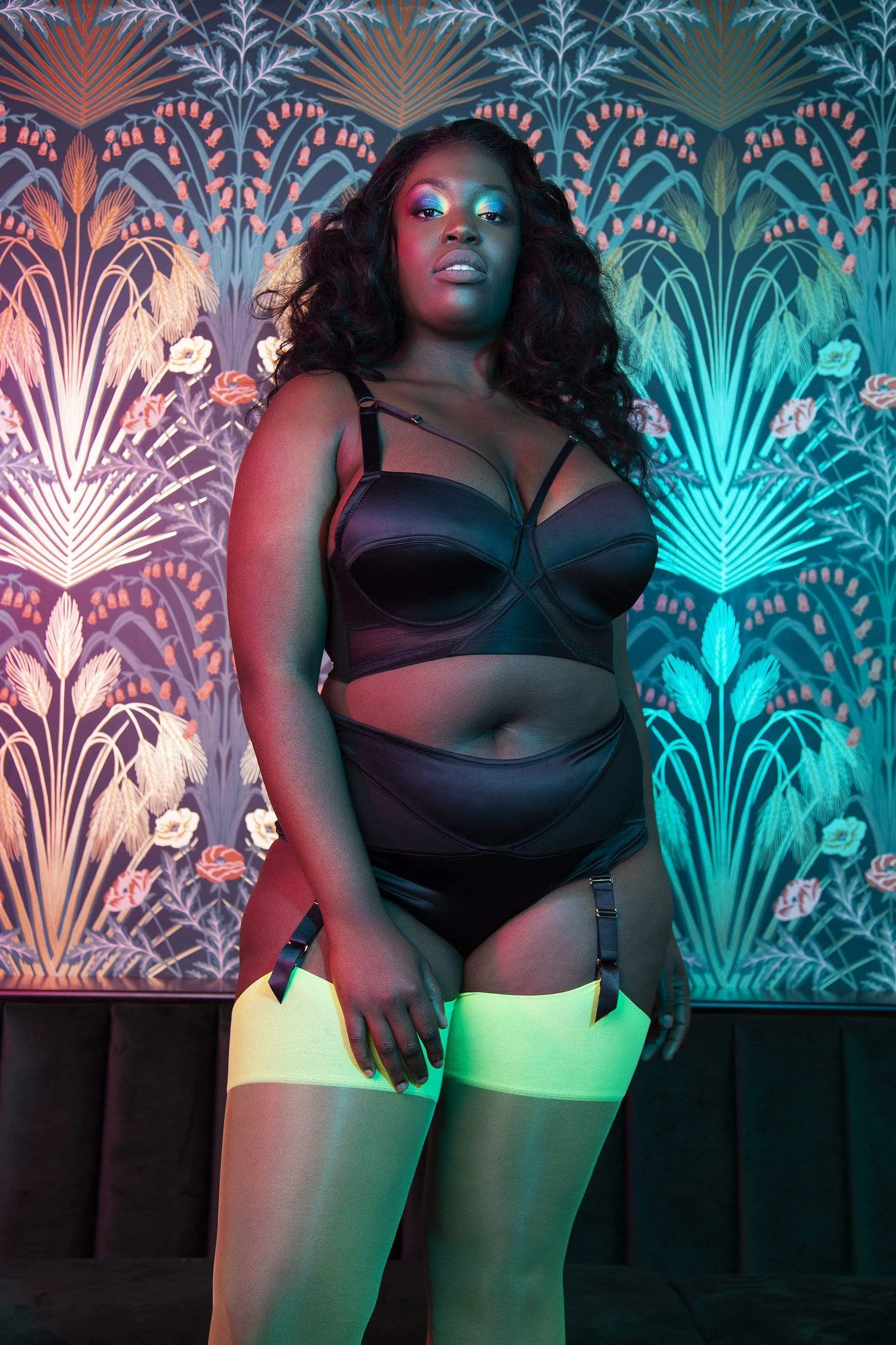Aurora Black Mesh & Satin High Waist Brief