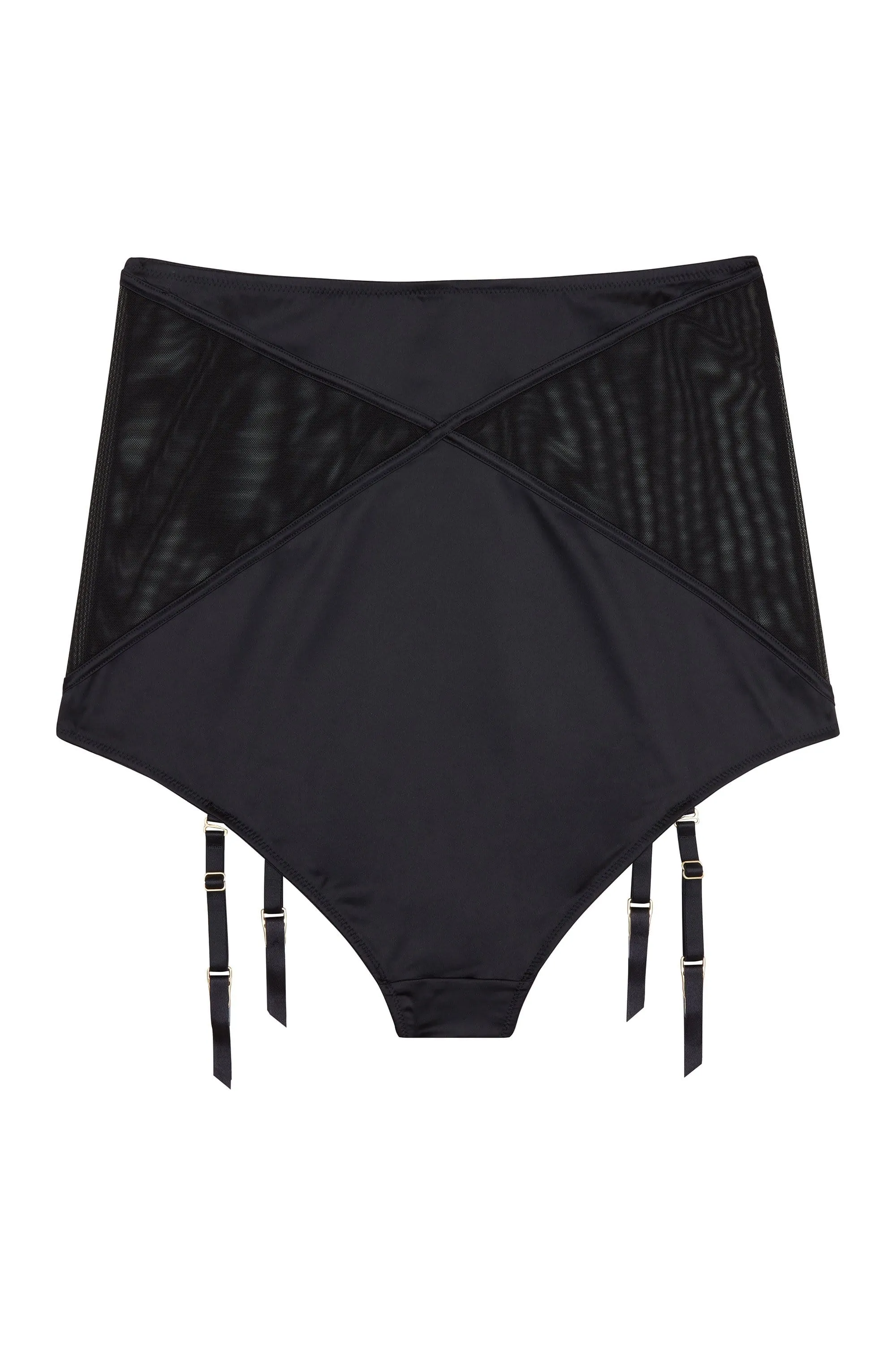 Aurora Black Mesh & Satin High Waist Brief