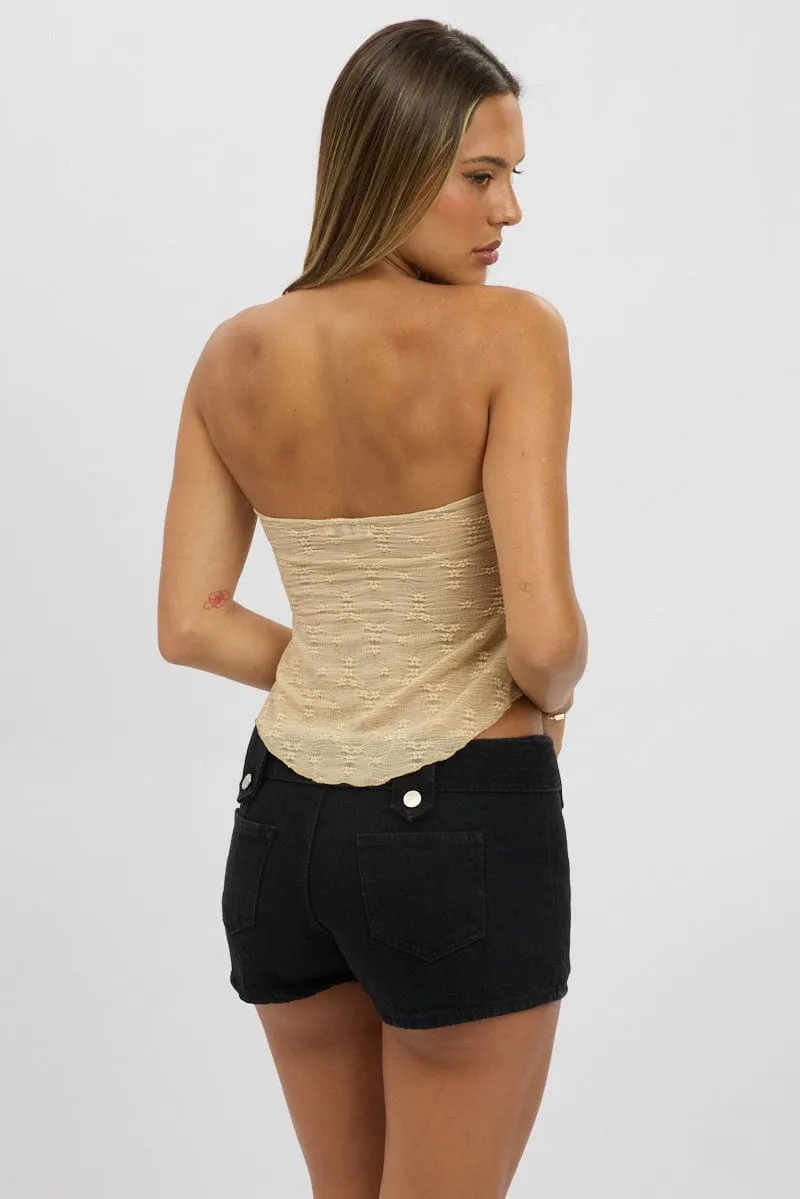Beige Boob Tube Top Lace