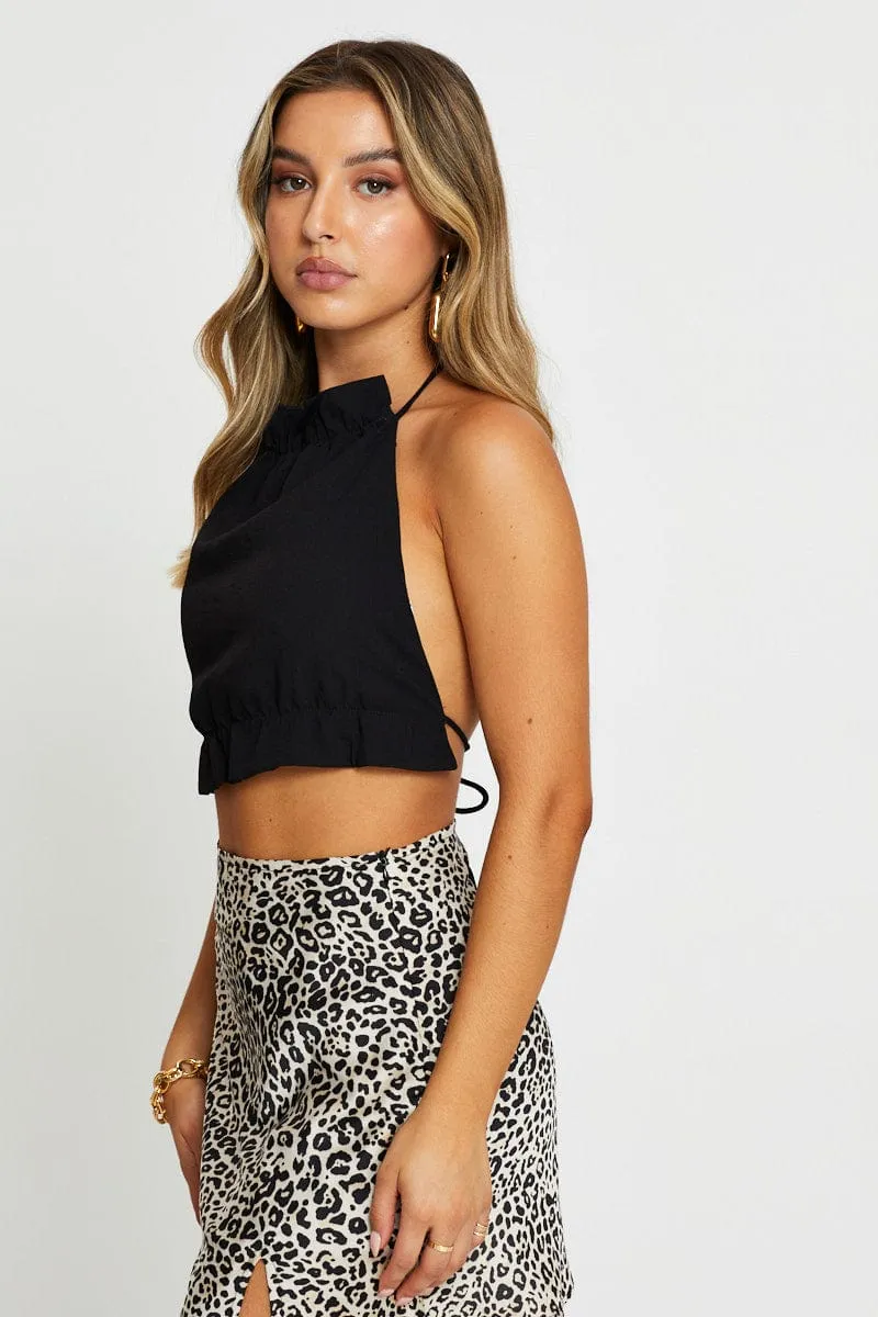 Black Crop Top Halter