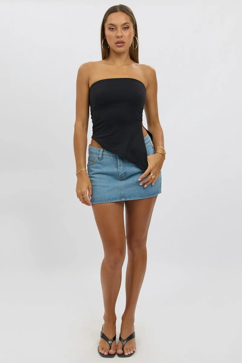 Black Supersoft Asymmetric Top Strapless