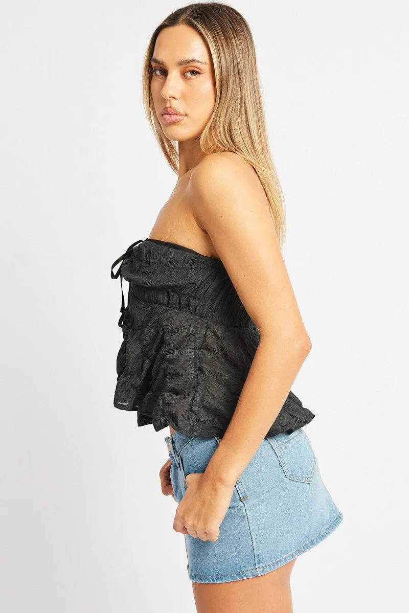 Black Tie Front Tube Top