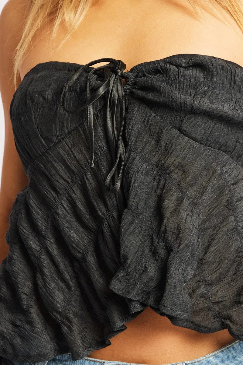 Black Tie Front Tube Top