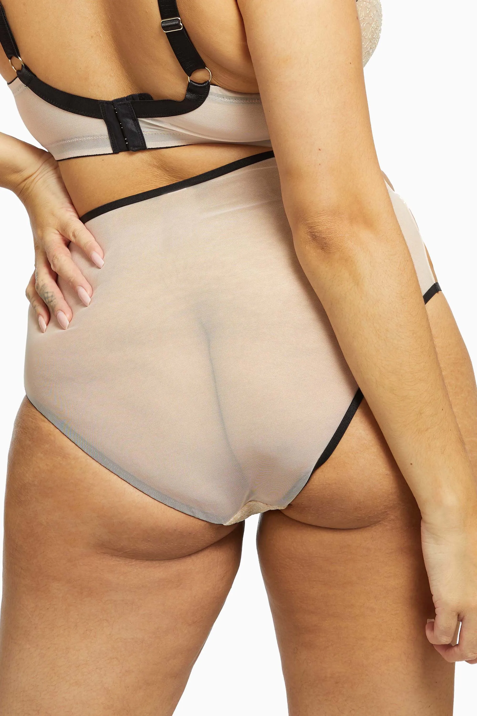 Dakota Snake High Waist Brief with Ring Details and Straps