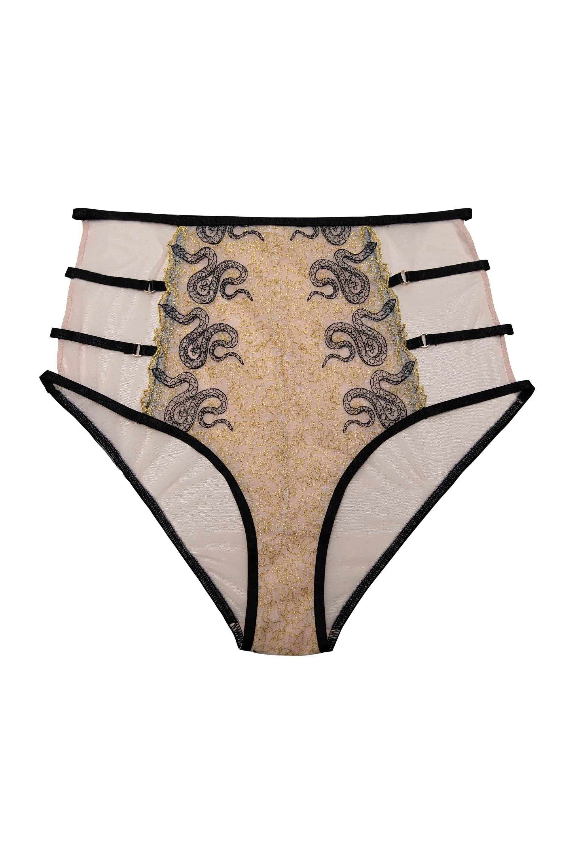 Dakota Snake High Waist Brief with Ring Details and Straps