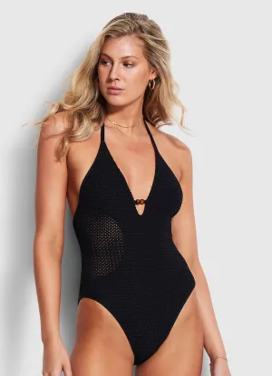 Dreamcatcher  Halter One Piece  - Black