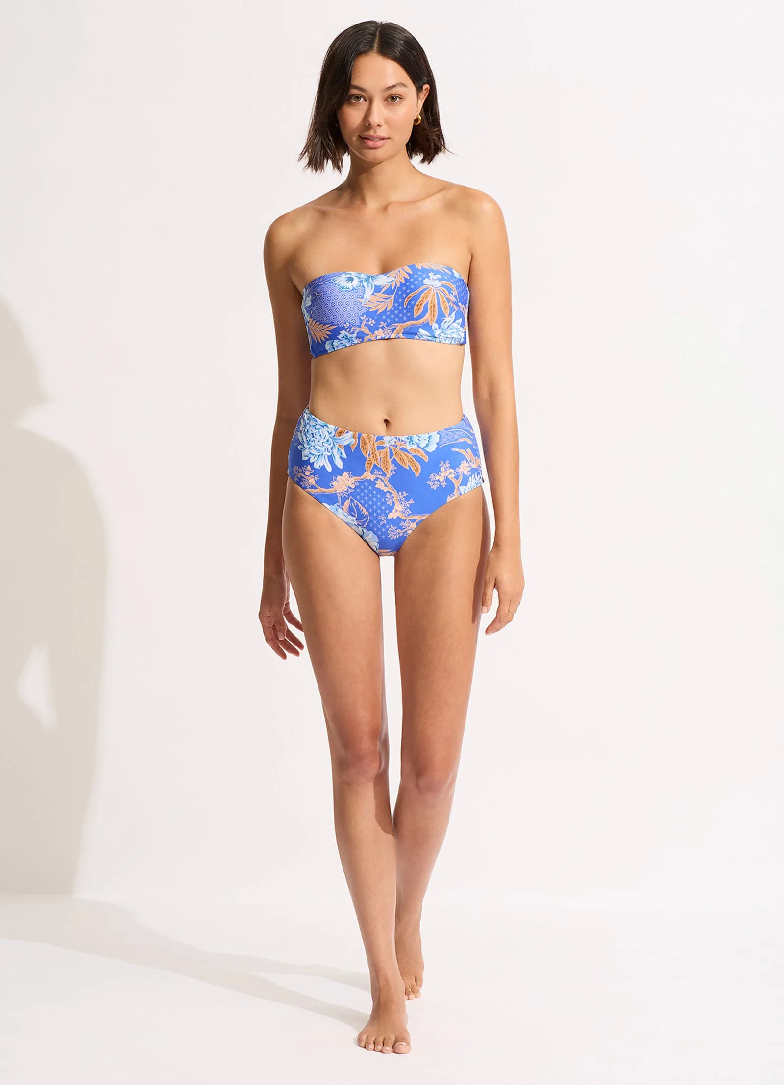 Eden High Waisted Bikini Bottom - Azure