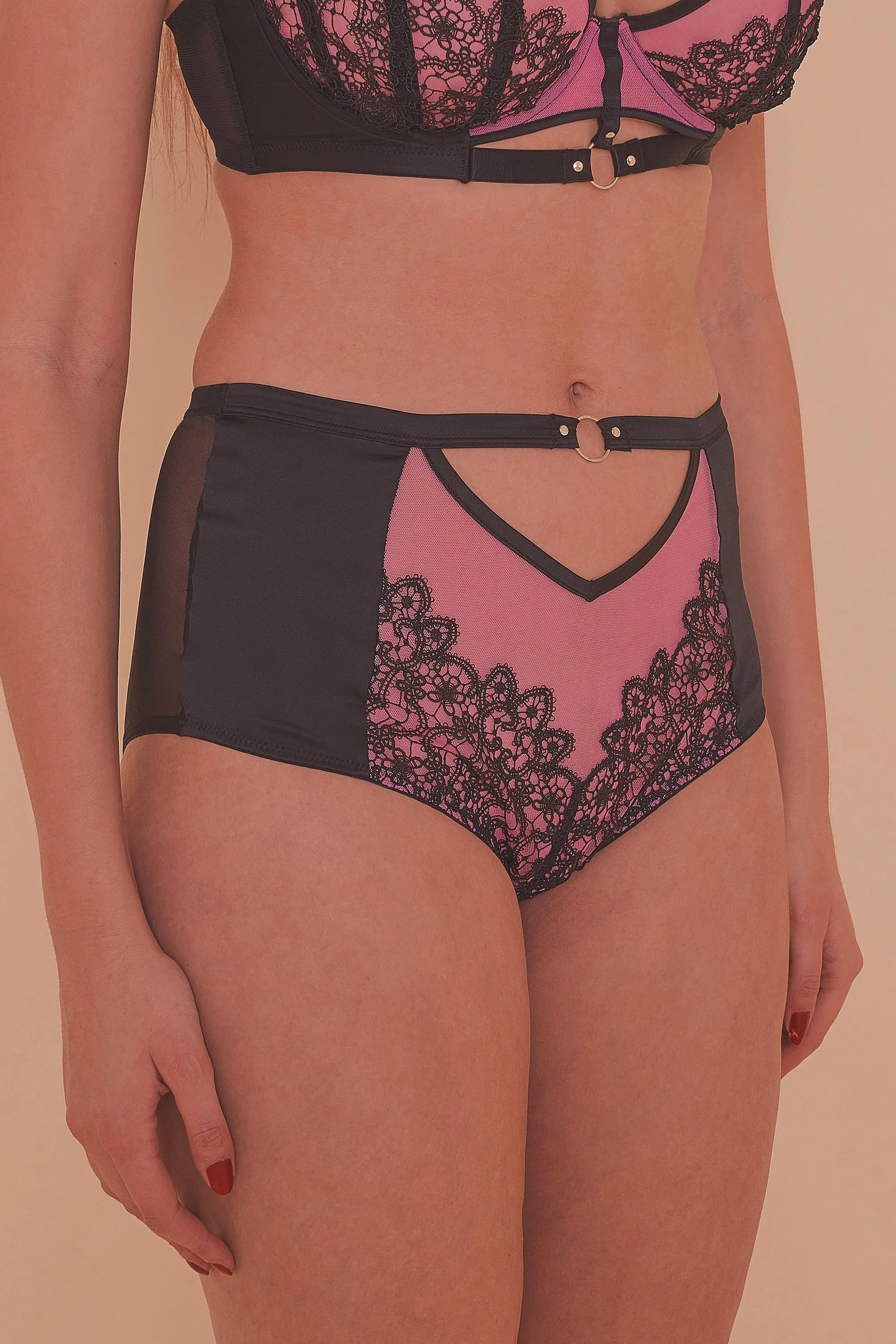 Emelda Lilac Satin and lace ring detail HW pant