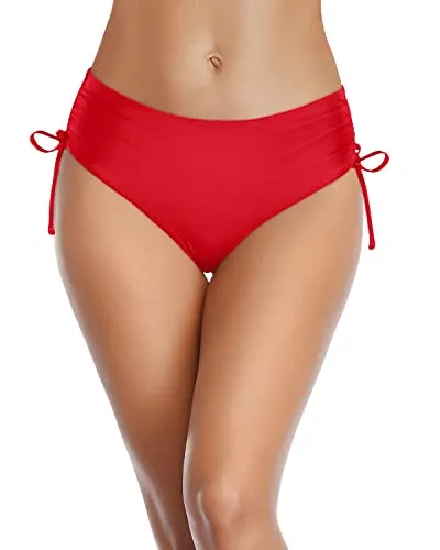Flattering Side Tie Bikini Bottom For Ladies-Red