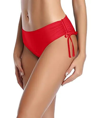 Flattering Side Tie Bikini Bottom For Ladies-Red