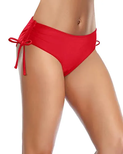 Flattering Side Tie Bikini Bottom For Ladies-Red