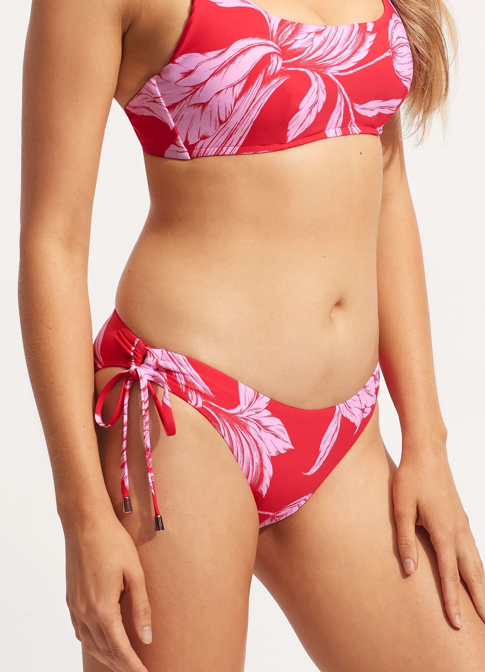 Fleur de Bloom Loop Tie Side Pant - Chilli Red