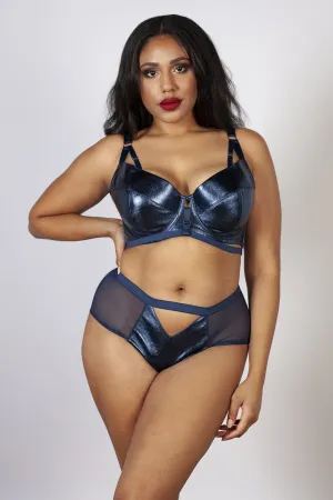 Gabi Fresh Kayla Metallic Leatherette HW Brief Blue