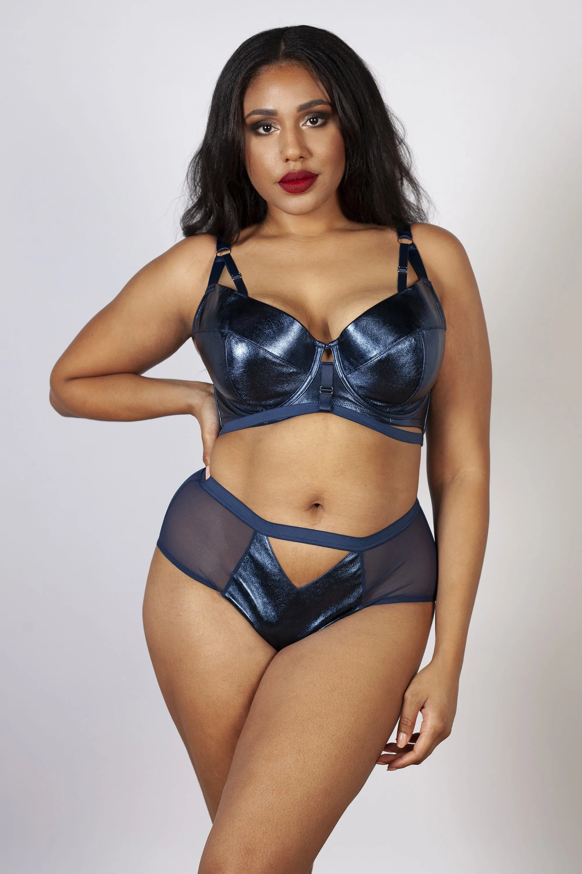 Gabi Fresh Kayla Metallic Leatherette HW Brief Blue