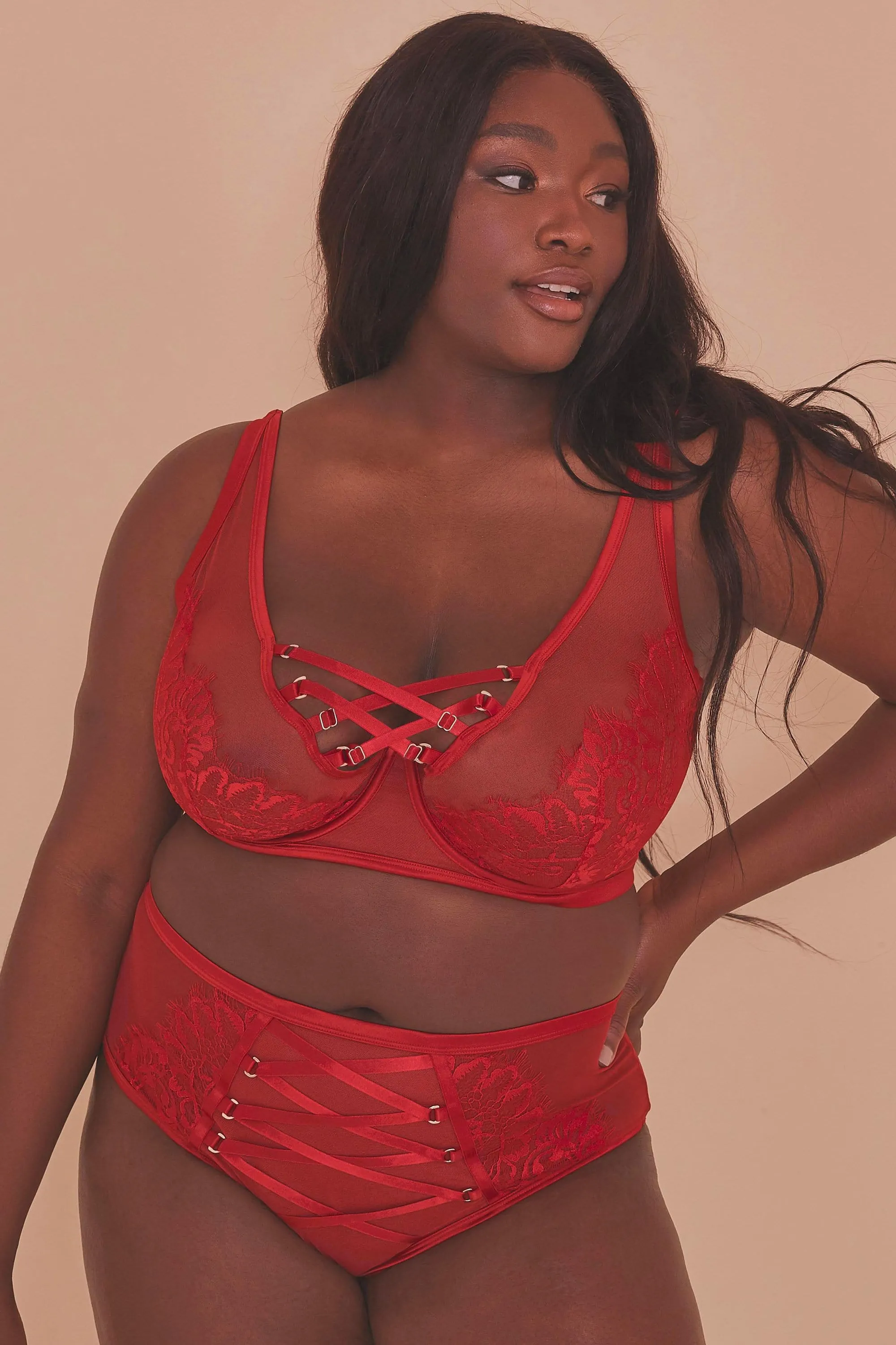 Gabi Fresh Kylie Red Lace Up High Waist Knicker