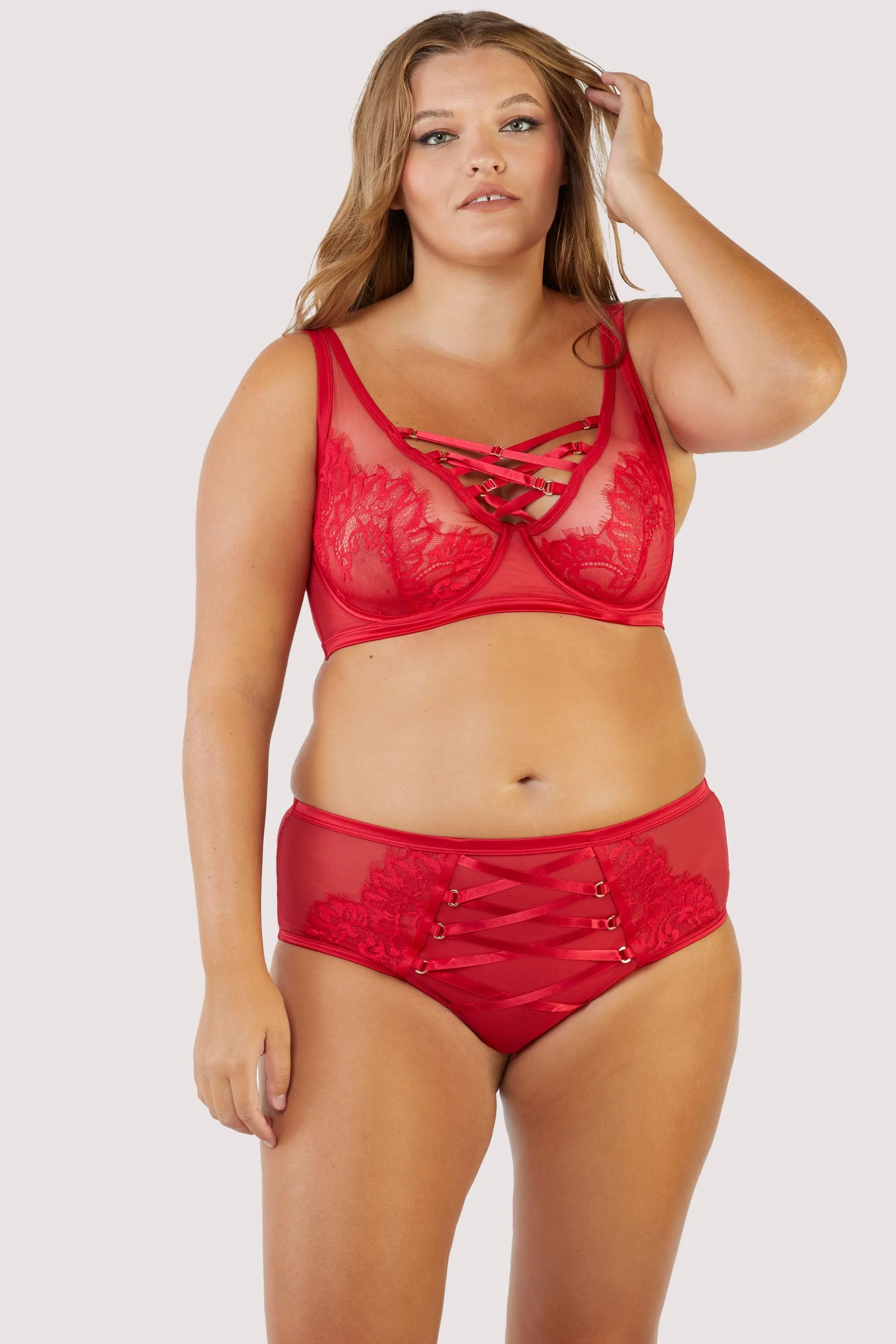Gabi Fresh Kylie Red Lace Up High Waist Knicker