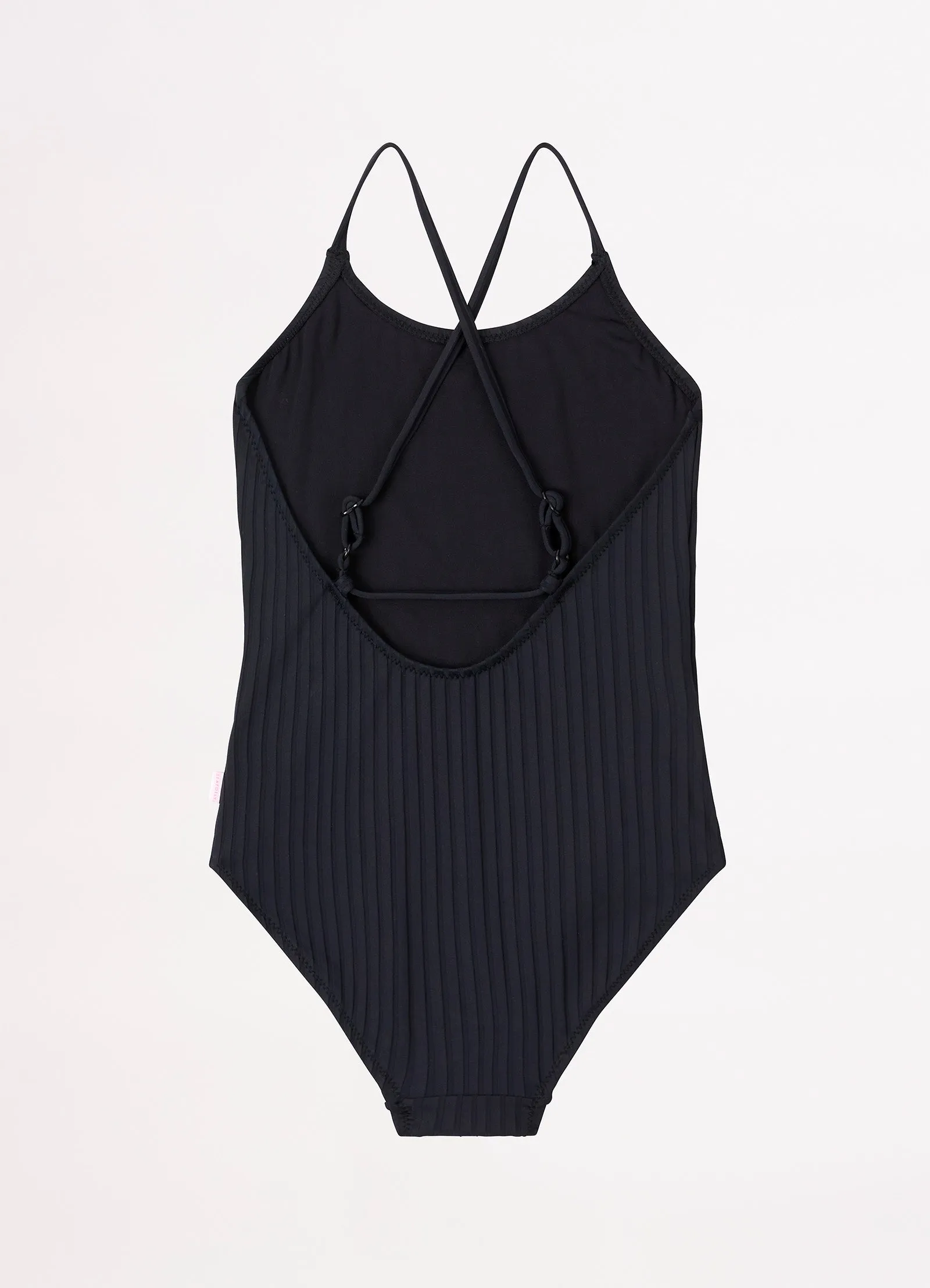Girls Summer Essential Crossover Strap One Piece  - Black