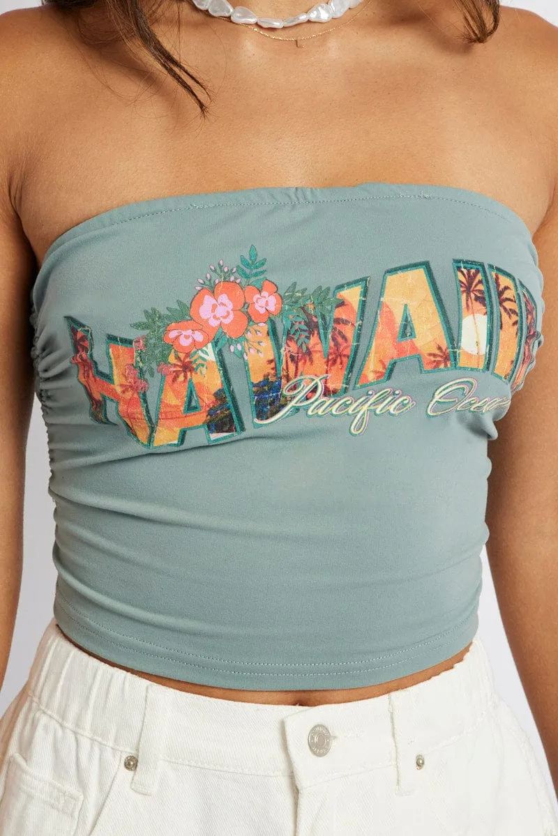 Green Bandeau Top