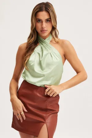 Green Halter Top Sleeveless