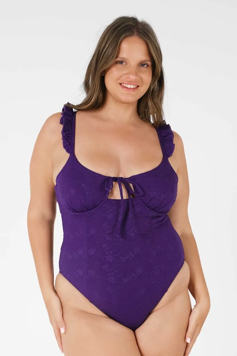 Hailey Ruffled Underwire One Piece / Dusk Eyelet FINAL SALE