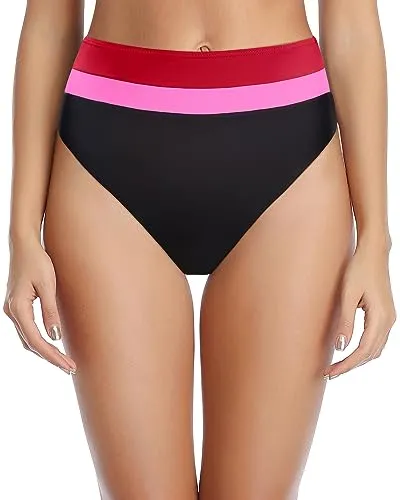 High Cut Bikini Bottoms High Waisted Swim Bottoms