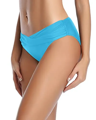 High Waisted Swimsuit Bottoms High Cut Bathing Suit Bottoms-Light Blue
