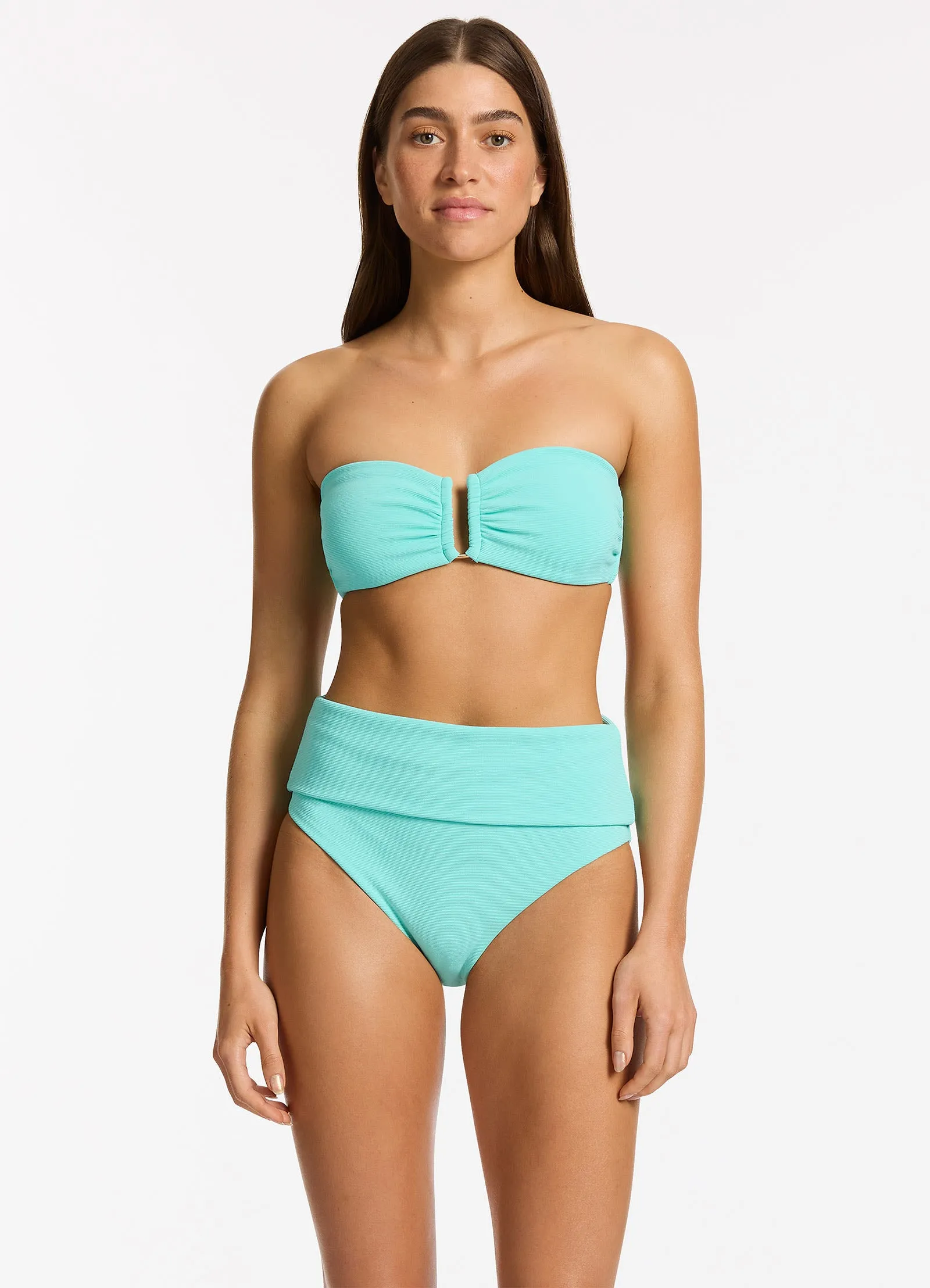 Isla Rib Fold Down High Waisted Bikini Bottom - Dolce