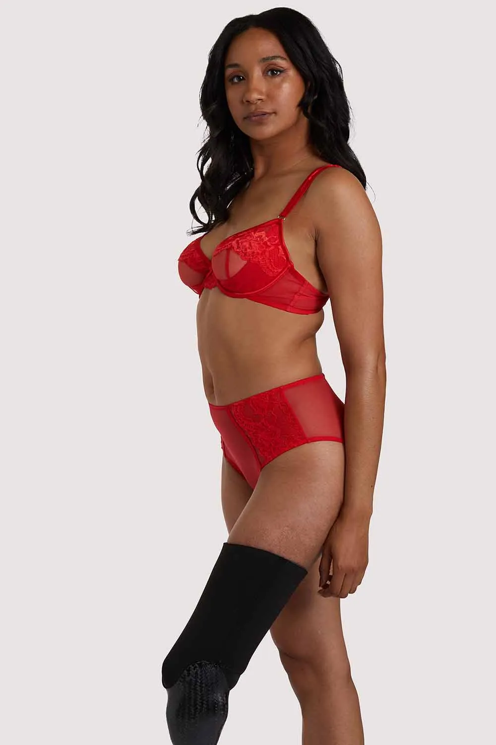 Leona Red Highwaist Brief