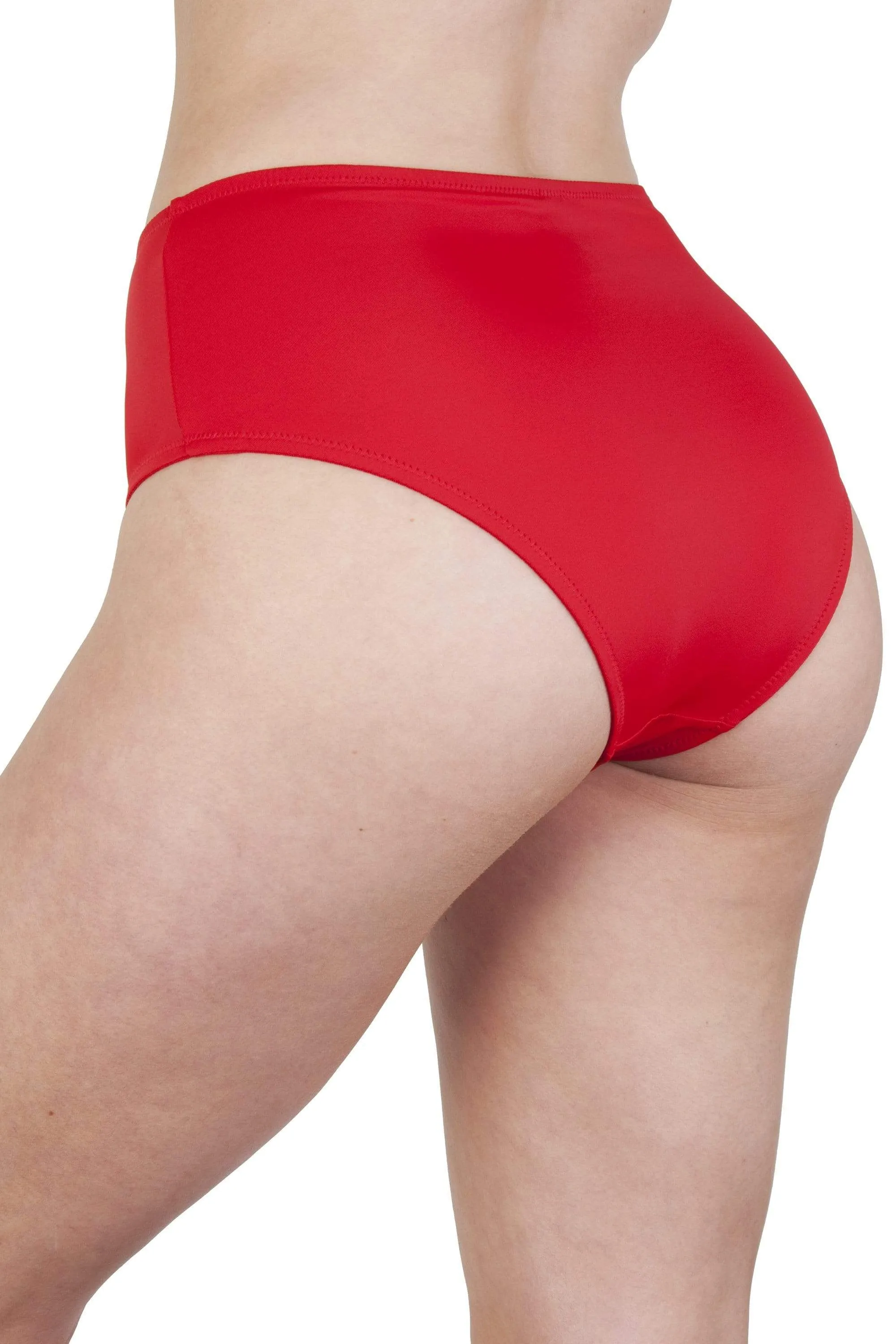 Meret Red Zip Front High Waist Brief