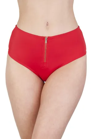 Meret Red Zip Front High Waist Brief