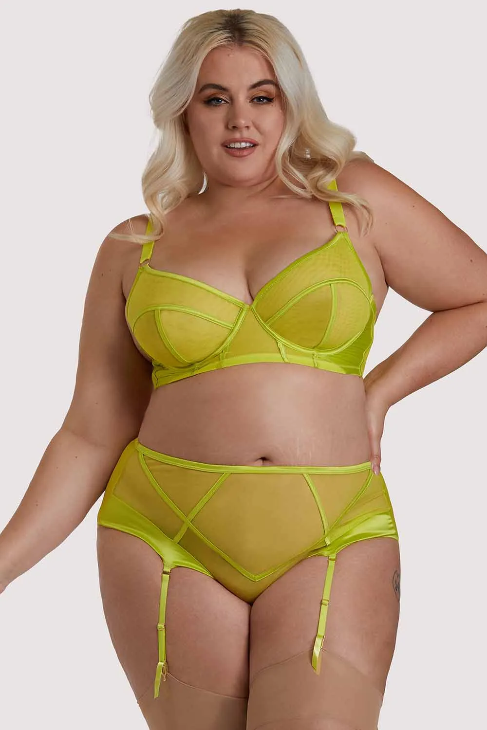 Nahli Highwaist Lime Suspender Brief