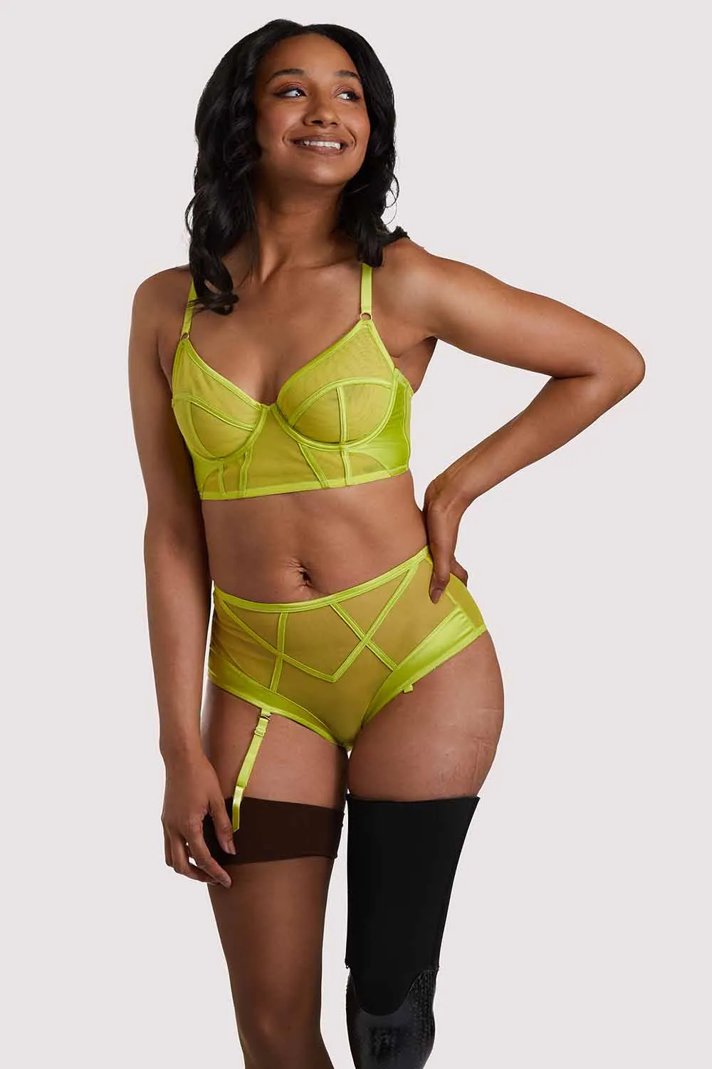 Nahli Highwaist Lime Suspender Brief