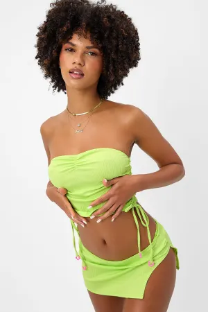 Paloma Plissé Strapless Bikini Top - Kiwi