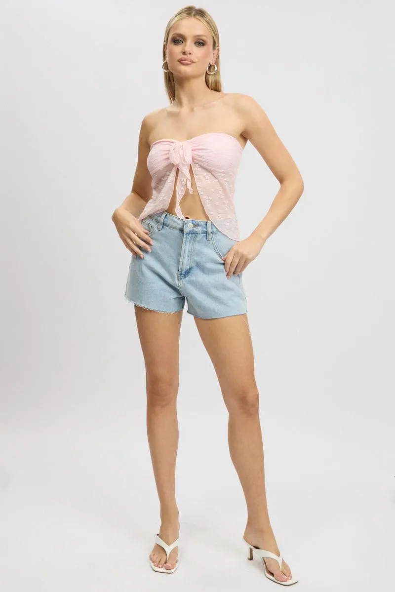 Pink Bandeau Top Lace