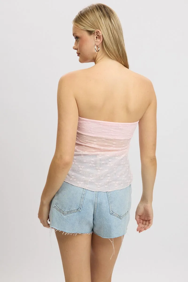 Pink Bandeau Top Lace