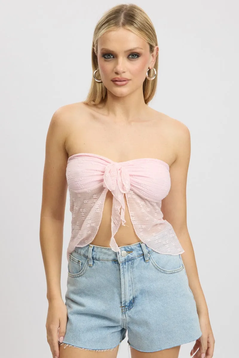 Pink Bandeau Top Lace