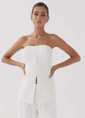 Riveria Tailored Strapless Top - Ivory