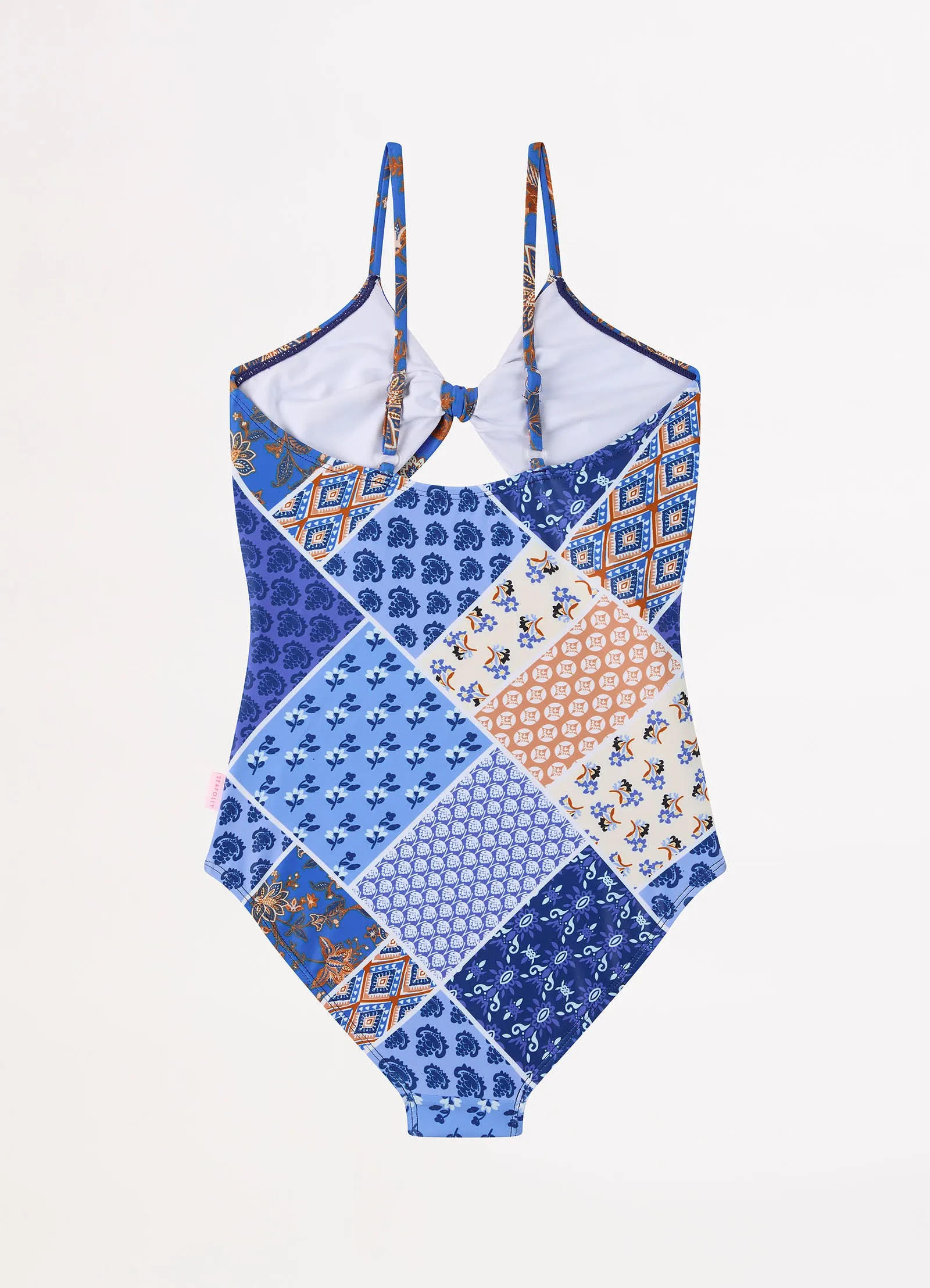 Royal Sapphire Girls Spliced Bow One Piece - Blue