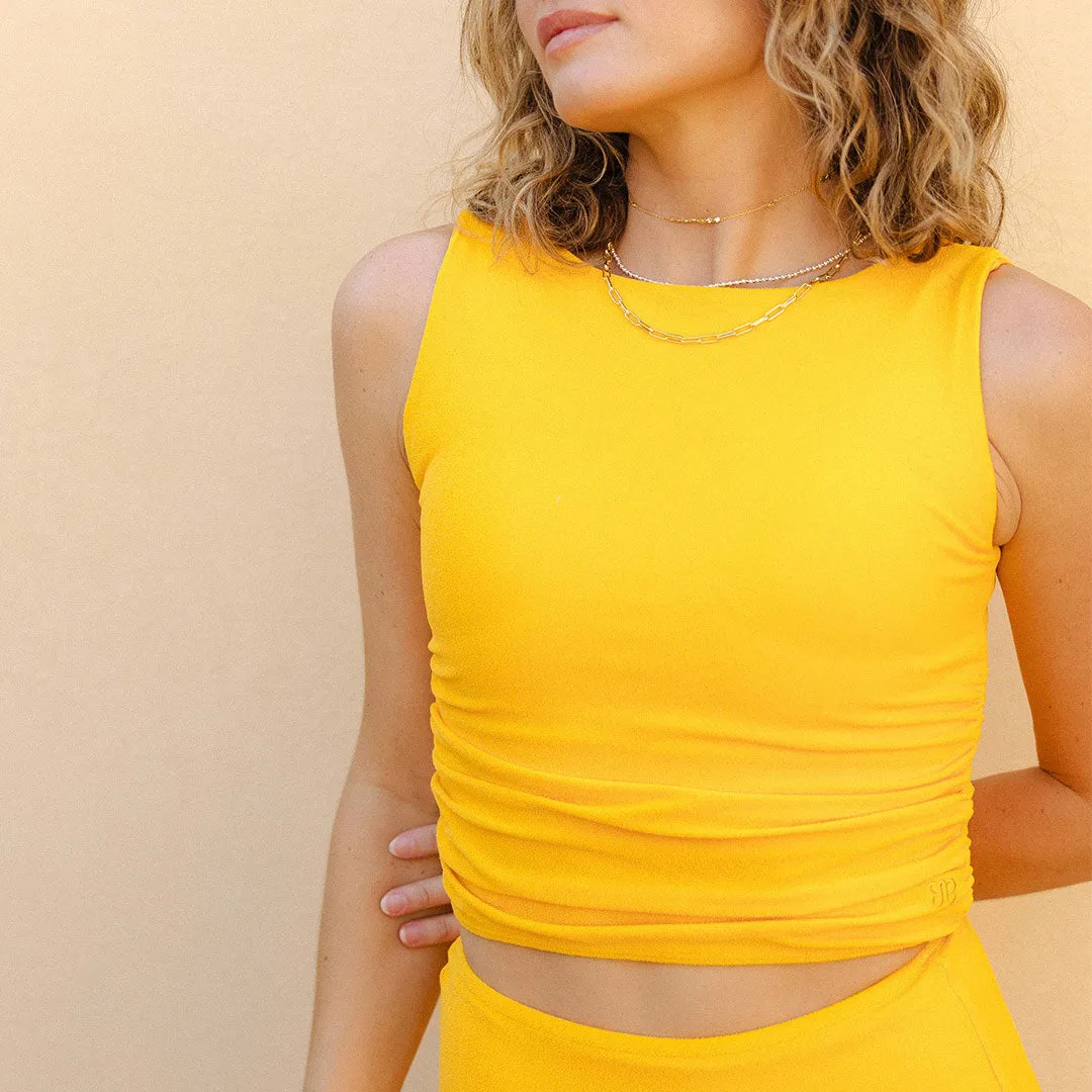 Ruched Crop Top, Golden Terry