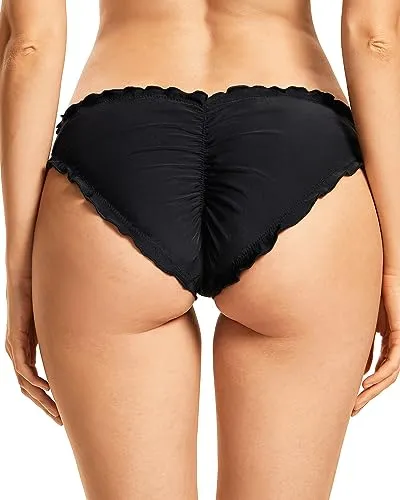 Ruched Swimsuit Bottom High Cut Bikini Bottom