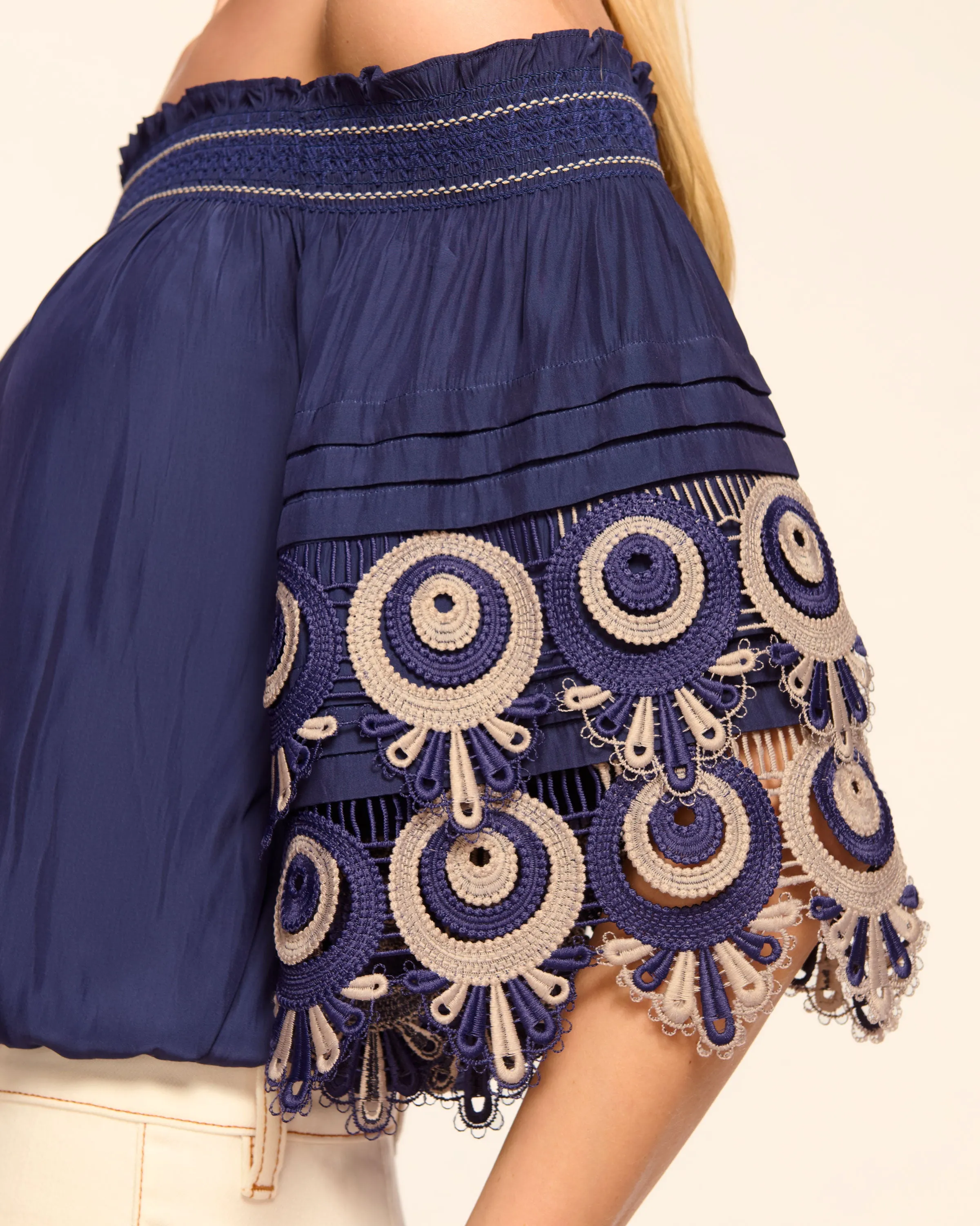 Sabrina Embellished Off-The-Shoulder Top