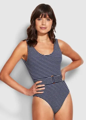 Seaside Stripe One Piece - True Navy