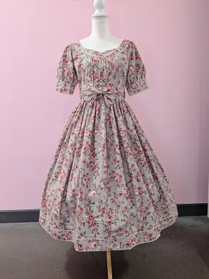 Seasons Flower Onepiece Midi Dress in Mint Rose