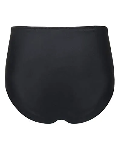 Sexy Women High Waisted Bikini Bottom Retro Ruched Swim Short-Black