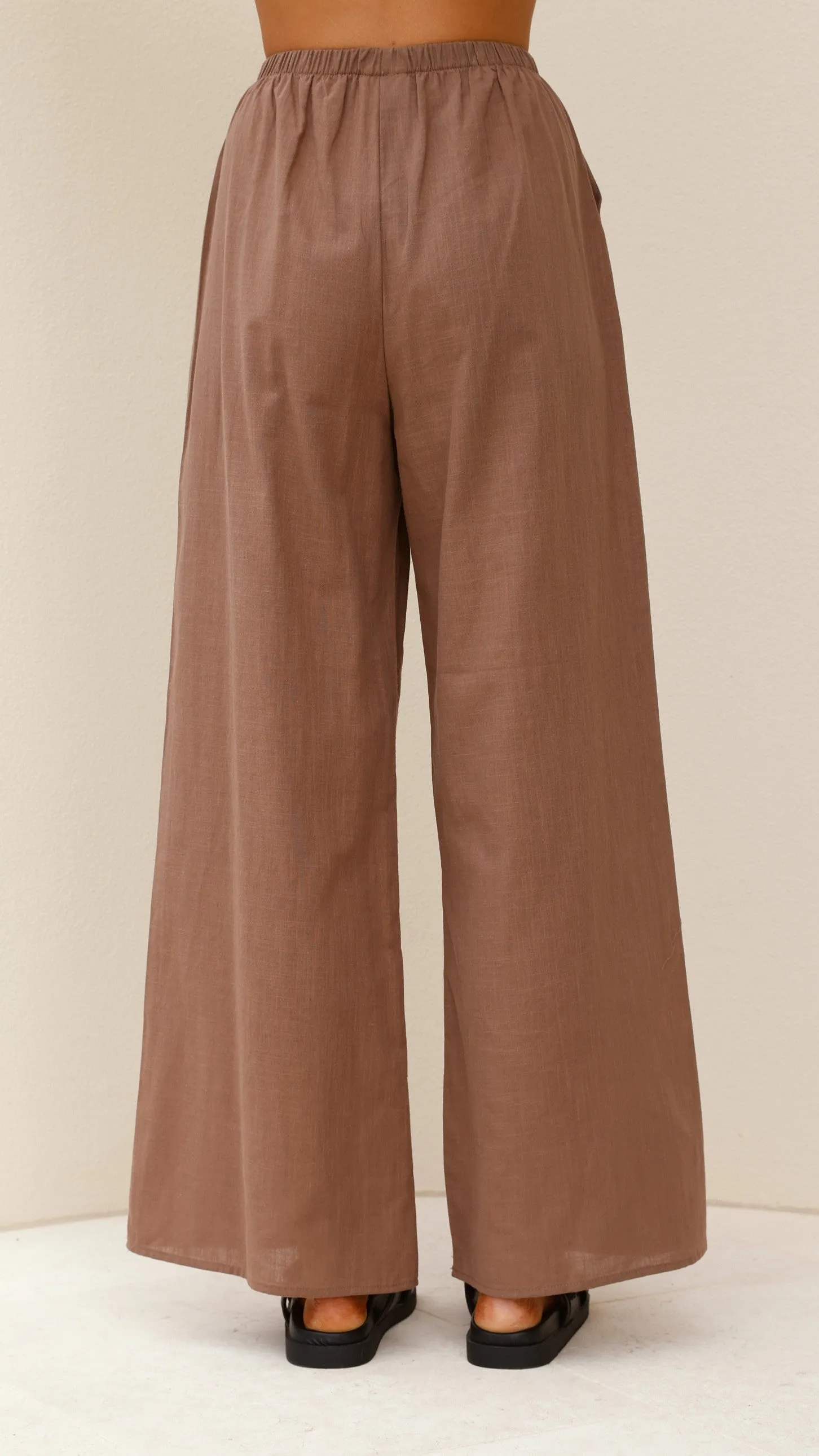Sharni Strapless Pleat Top and Pants Set - Chocolate